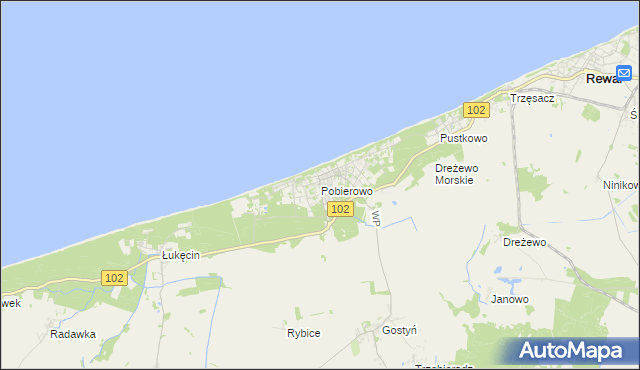 mapa Pobierowo, Pobierowo na mapie Targeo