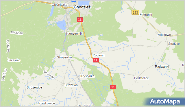 mapa Podanin, Podanin na mapie Targeo