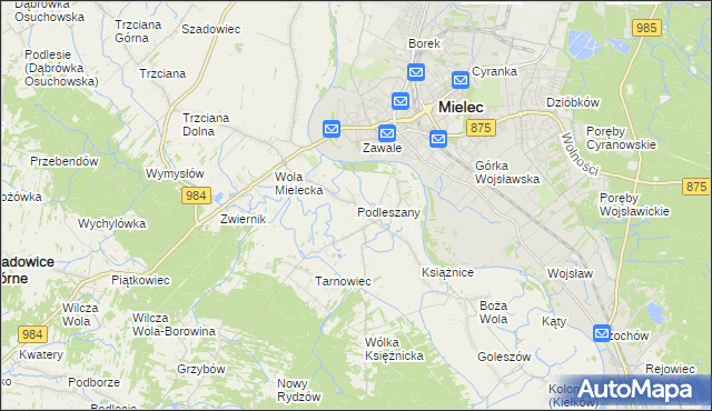 mapa Podleszany, Podleszany na mapie Targeo