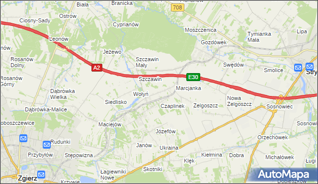 mapa Podole gmina Zgierz, Podole gmina Zgierz na mapie Targeo