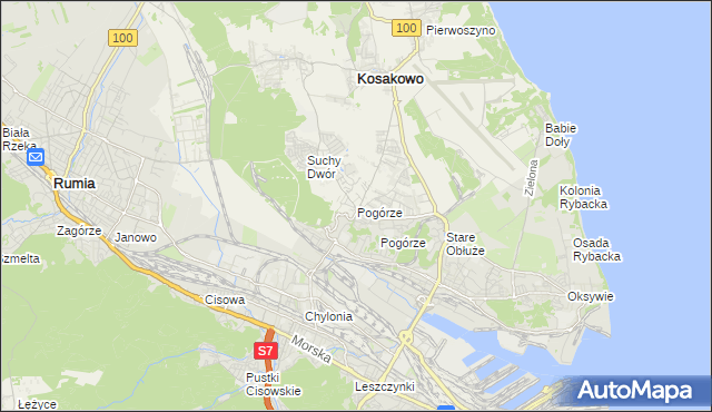 mapa Pogórze gmina Kosakowo, Pogórze gmina Kosakowo na mapie Targeo