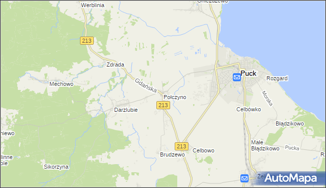 mapa Połczyno gmina Puck, Połczyno gmina Puck na mapie Targeo