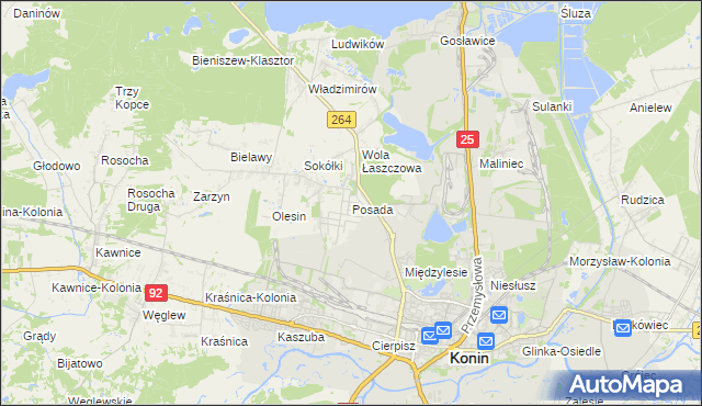 mapa Posada gmina Kazimierz Biskupi, Posada gmina Kazimierz Biskupi na mapie Targeo
