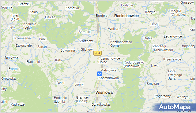 mapa Poznachowice Dolne, Poznachowice Dolne na mapie Targeo