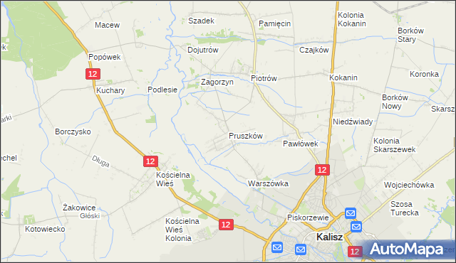 mapa Pruszków gmina Blizanów, Pruszków gmina Blizanów na mapie Targeo