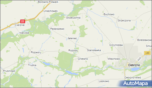 mapa Przypólsko gmina Debrzno, Przypólsko gmina Debrzno na mapie Targeo
