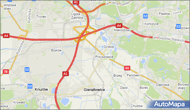 mapa Przyszowice, Przyszowice na mapie Targeo