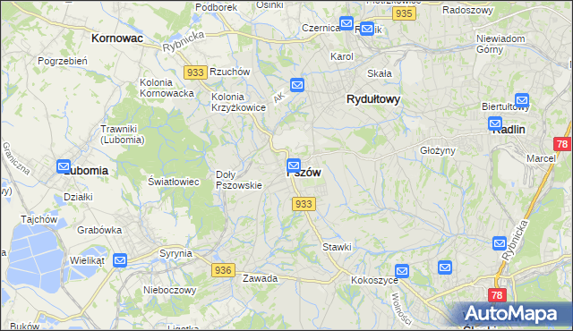 mapa Pszów, Pszów na mapie Targeo