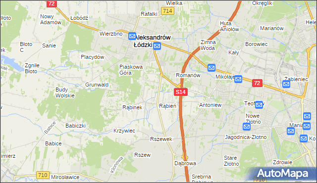 mapa Rąbień AB, Rąbień AB na mapie Targeo