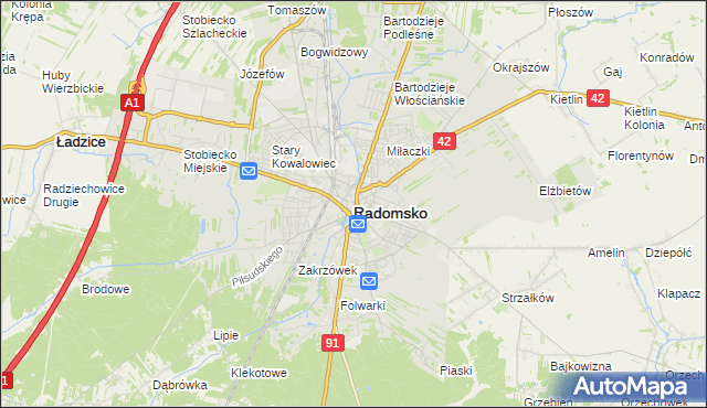 mapa Radomsko, Radomsko na mapie Targeo