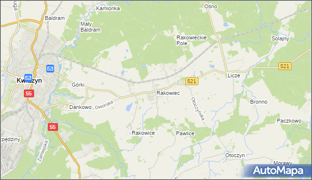 mapa Rakowiec gmina Kwidzyn, Rakowiec gmina Kwidzyn na mapie Targeo