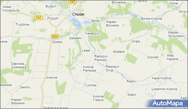 mapa Ratoszyn Pierwszy, Ratoszyn Pierwszy na mapie Targeo