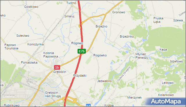 mapa Rogówko gmina Lubicz, Rogówko gmina Lubicz na mapie Targeo