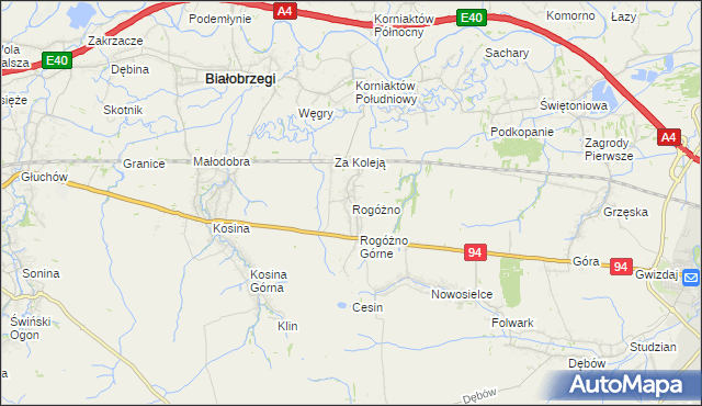 mapa Rogóżno, Rogóżno na mapie Targeo