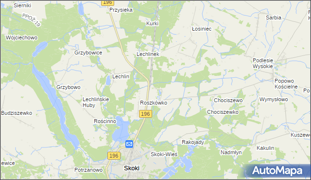 mapa Roszkowo gmina Skoki, Roszkowo gmina Skoki na mapie Targeo