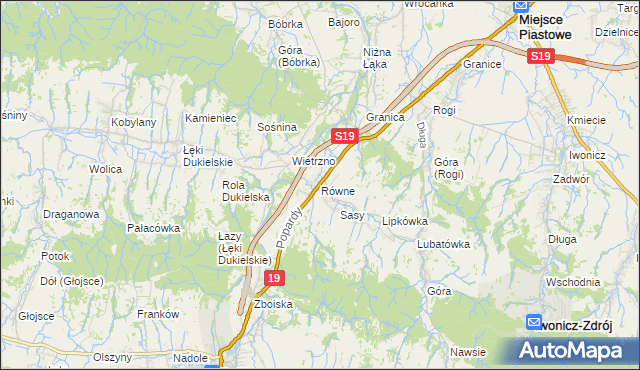 mapa Równe gmina Dukla, Równe gmina Dukla na mapie Targeo