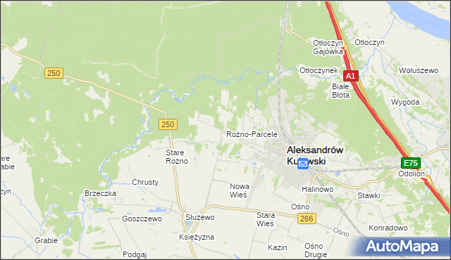 mapa Rożno-Parcele, Rożno-Parcele na mapie Targeo