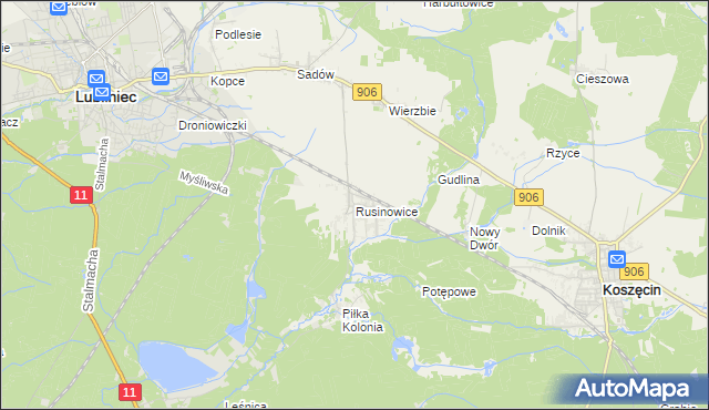 mapa Rusinowice, Rusinowice na mapie Targeo