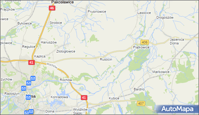 mapa Rusocin gmina Nysa, Rusocin gmina Nysa na mapie Targeo