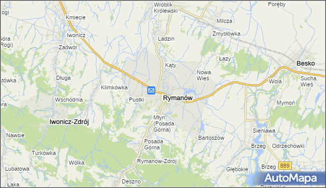 mapa Rymanów, Rymanów na mapie Targeo