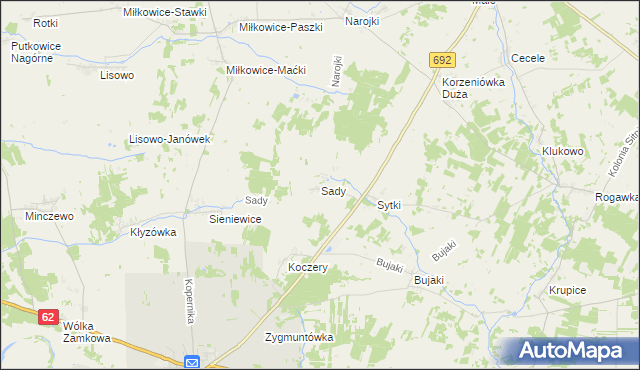 mapa Sady gmina Drohiczyn, Sady gmina Drohiczyn na mapie Targeo