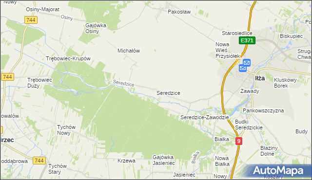 mapa Seredzice, Seredzice na mapie Targeo