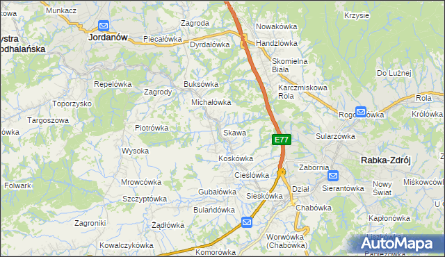 mapa Skawa, Skawa na mapie Targeo