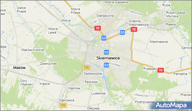 mapa Skierniewic, Skierniewice na mapie Targeo