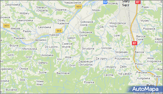 mapa Skrudzina, Skrudzina na mapie Targeo