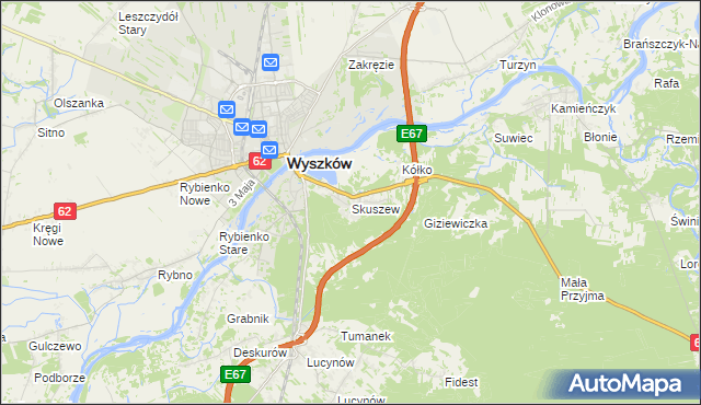 mapa Skuszew, Skuszew na mapie Targeo