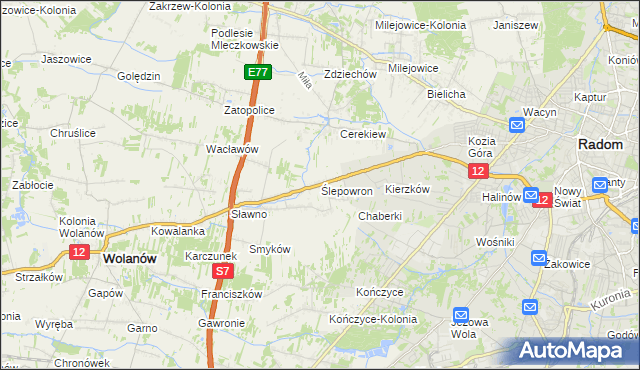 mapa Ślepowron, Ślepowron na mapie Targeo