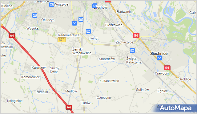 mapa Smardzów gmina Siechnice, Smardzów gmina Siechnice na mapie Targeo