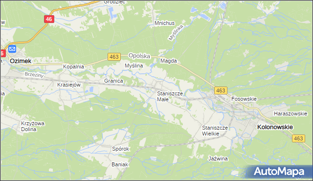 mapa Staniszcze Małe, Staniszcze Małe na mapie Targeo