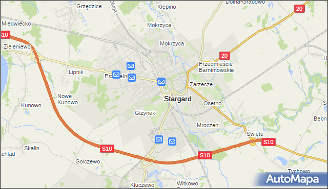 mapa Stargard, Stargard na mapie Targeo