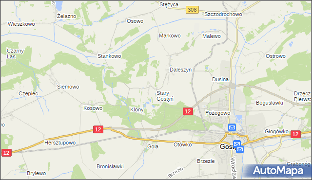 mapa Stary Gostyń, Stary Gostyń na mapie Targeo