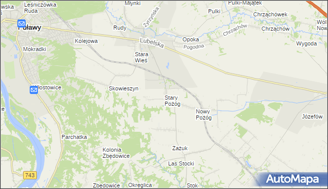 mapa Stary Pożóg, Stary Pożóg na mapie Targeo