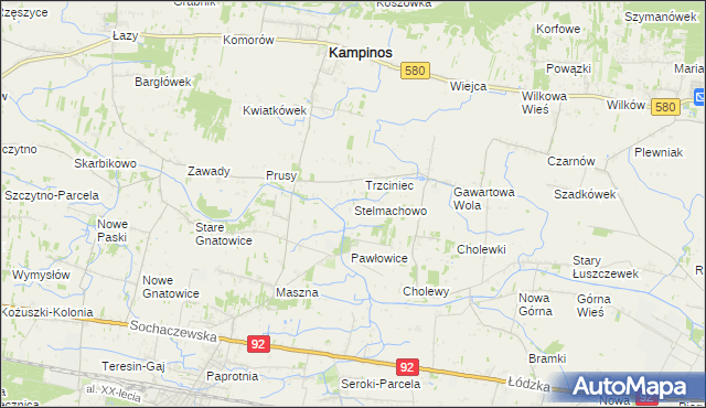 mapa Stelmachowo gmina Leszno, Stelmachowo gmina Leszno na mapie Targeo