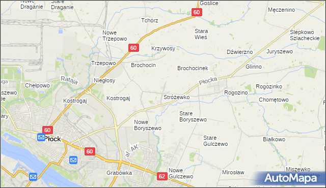 mapa Stróżewko gmina Radzanowo, Stróżewko gmina Radzanowo na mapie Targeo