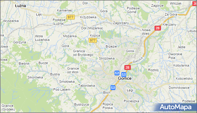 mapa Stróżówka, Stróżówka na mapie Targeo