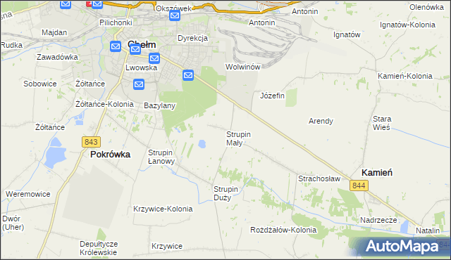 mapa Strupin Mały, Strupin Mały na mapie Targeo