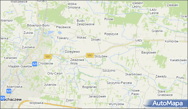 mapa Strzyżew gmina Kampinos, Strzyżew gmina Kampinos na mapie Targeo
