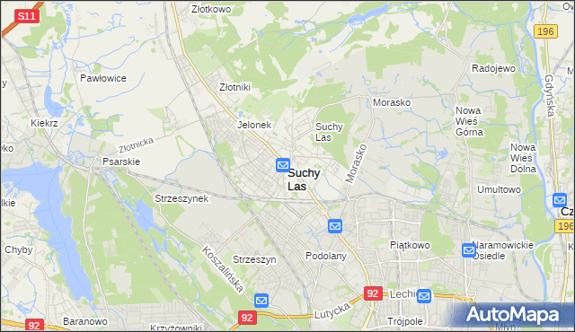 mapa Suchy Las powiat poznański, Suchy Las powiat poznański na mapie Targeo