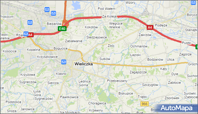 mapa Sułków gmina Wieliczka, Sułków gmina Wieliczka na mapie Targeo