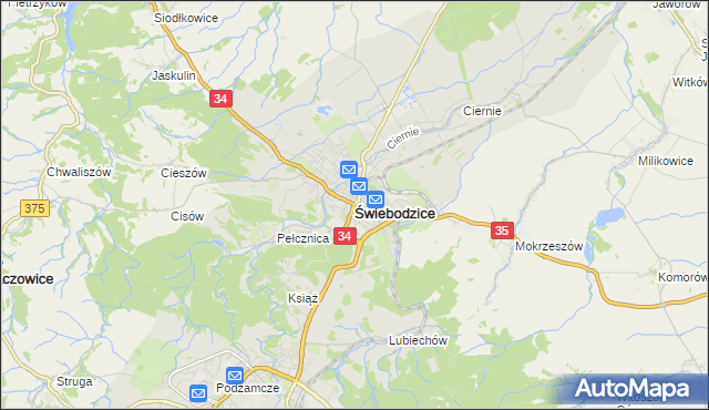mapa Świebodzice, Świebodzice na mapie Targeo