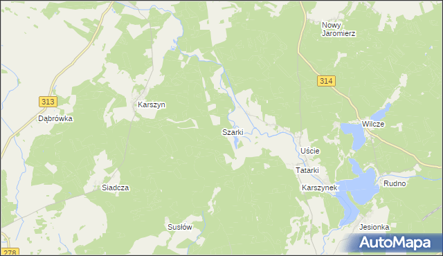 mapa Szarki gmina Kargowa, Szarki gmina Kargowa na mapie Targeo