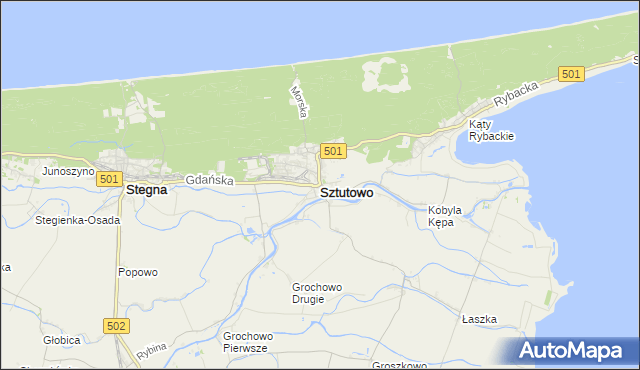 mapa Sztutowo, Sztutowo na mapie Targeo