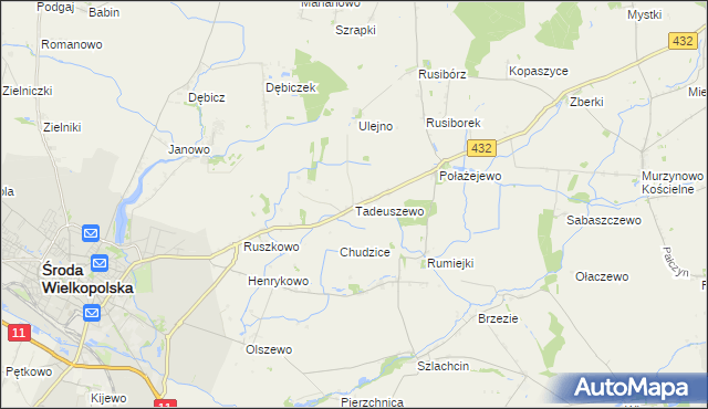 mapa Tadeuszewo, Tadeuszewo na mapie Targeo