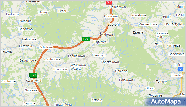 mapa Tenczyn, Tenczyn na mapie Targeo