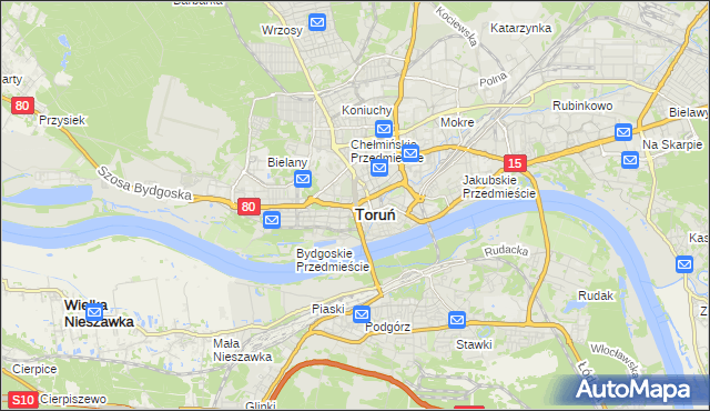 mapa Torunia, Toruń na mapie Targeo