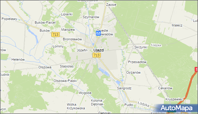 mapa Ujazd powiat tomaszowski, Ujazd powiat tomaszowski na mapie Targeo